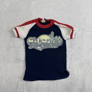 VTG 80's WONDERKNIT Chicago Short Sleeve Blue Ringer Shirt Toddler Size 5T